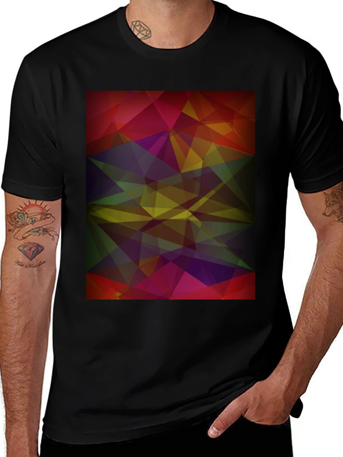 Abstract Geometric Black T-Shirt