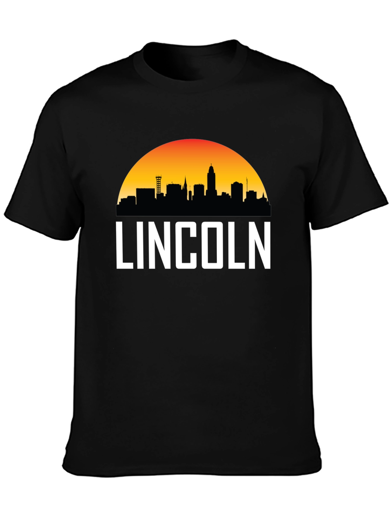 Lincoln Nebraska Skyline Graphic Tee - Black