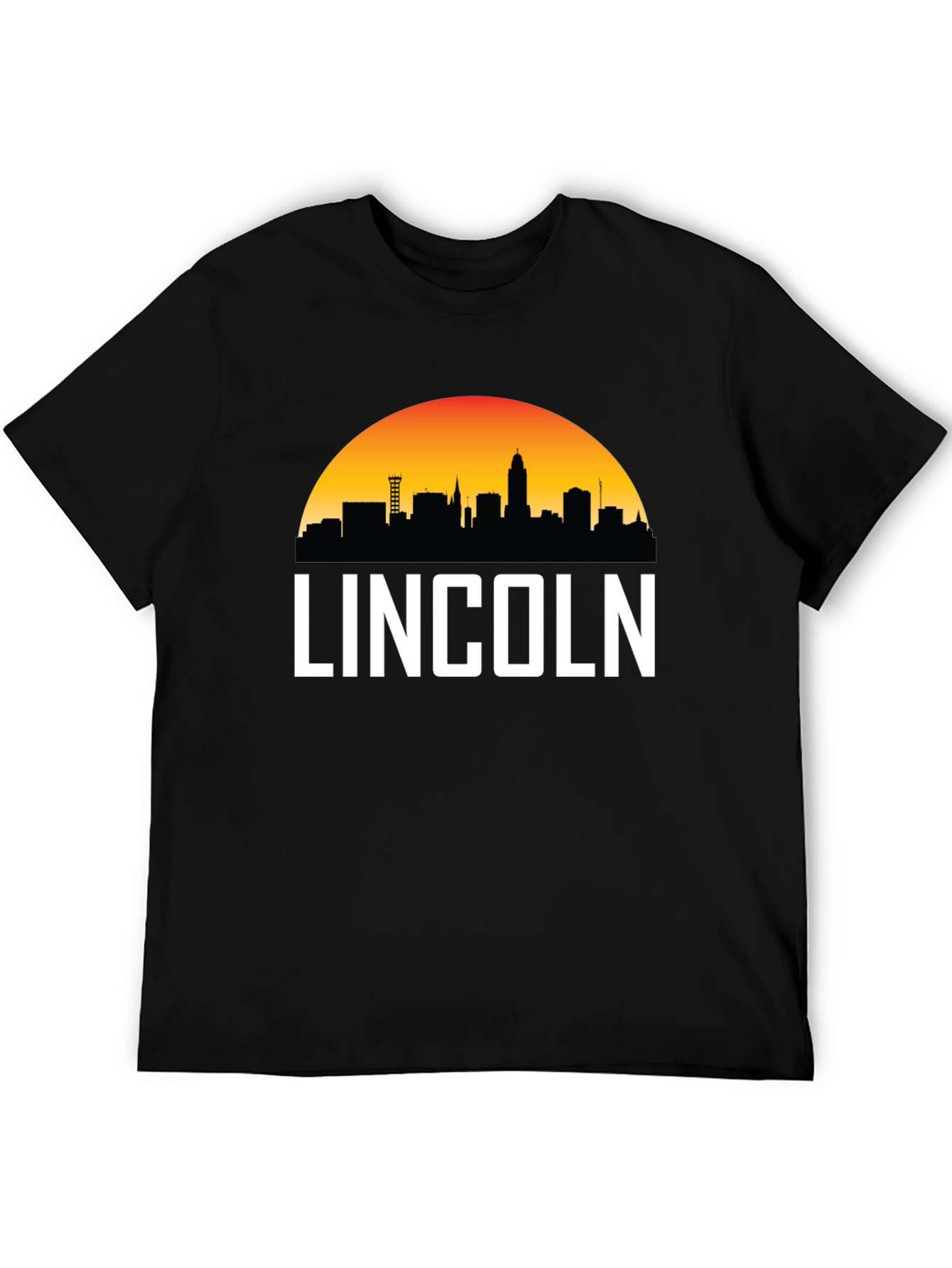 Lincoln Nebraska Skyline Graphic Tee - Black
