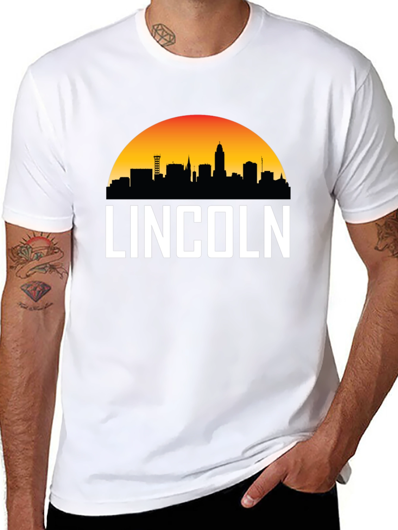 Lincoln Nebraska Skyline Graphic Tee - Black