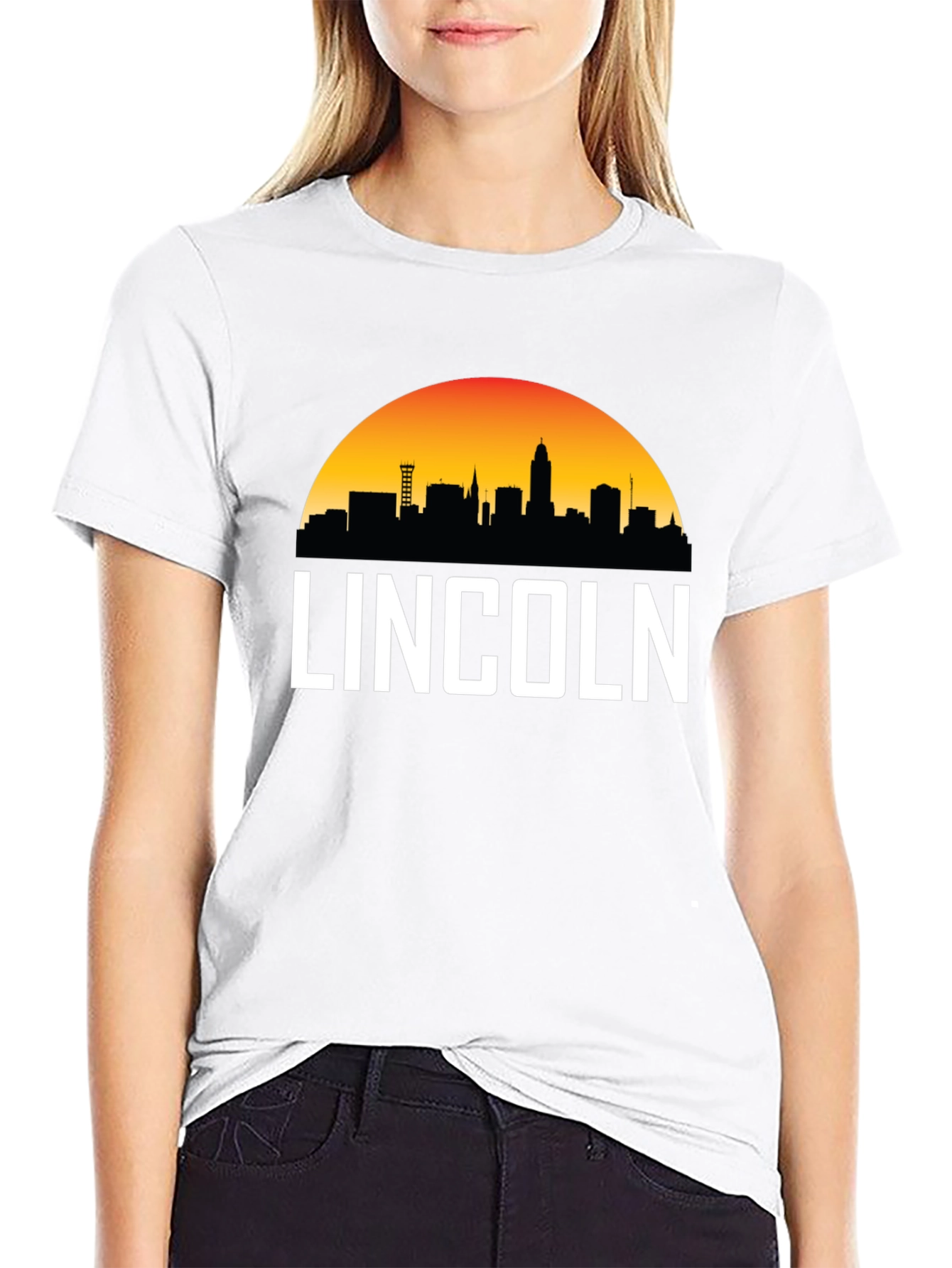 Lincoln Nebraska Skyline Graphic Tee - Black