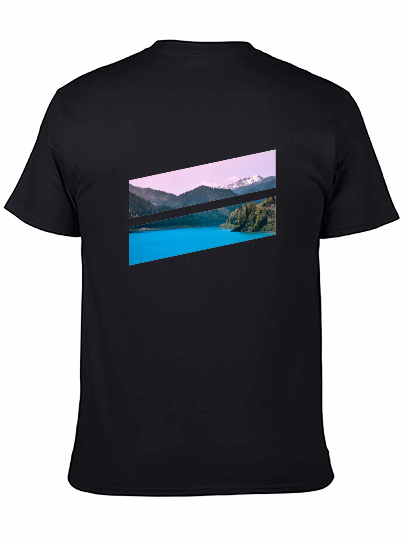 Scenic Mountain Lake Graphic Tee - Black
