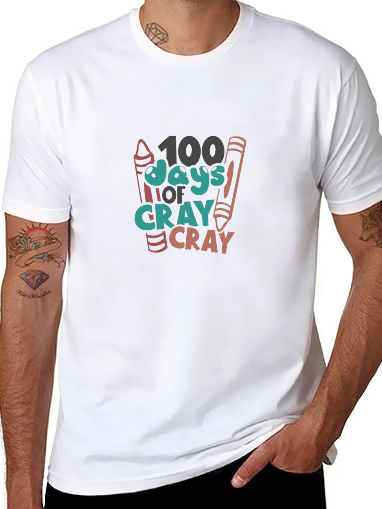 100 Days of School Crayon Graphic Tee
