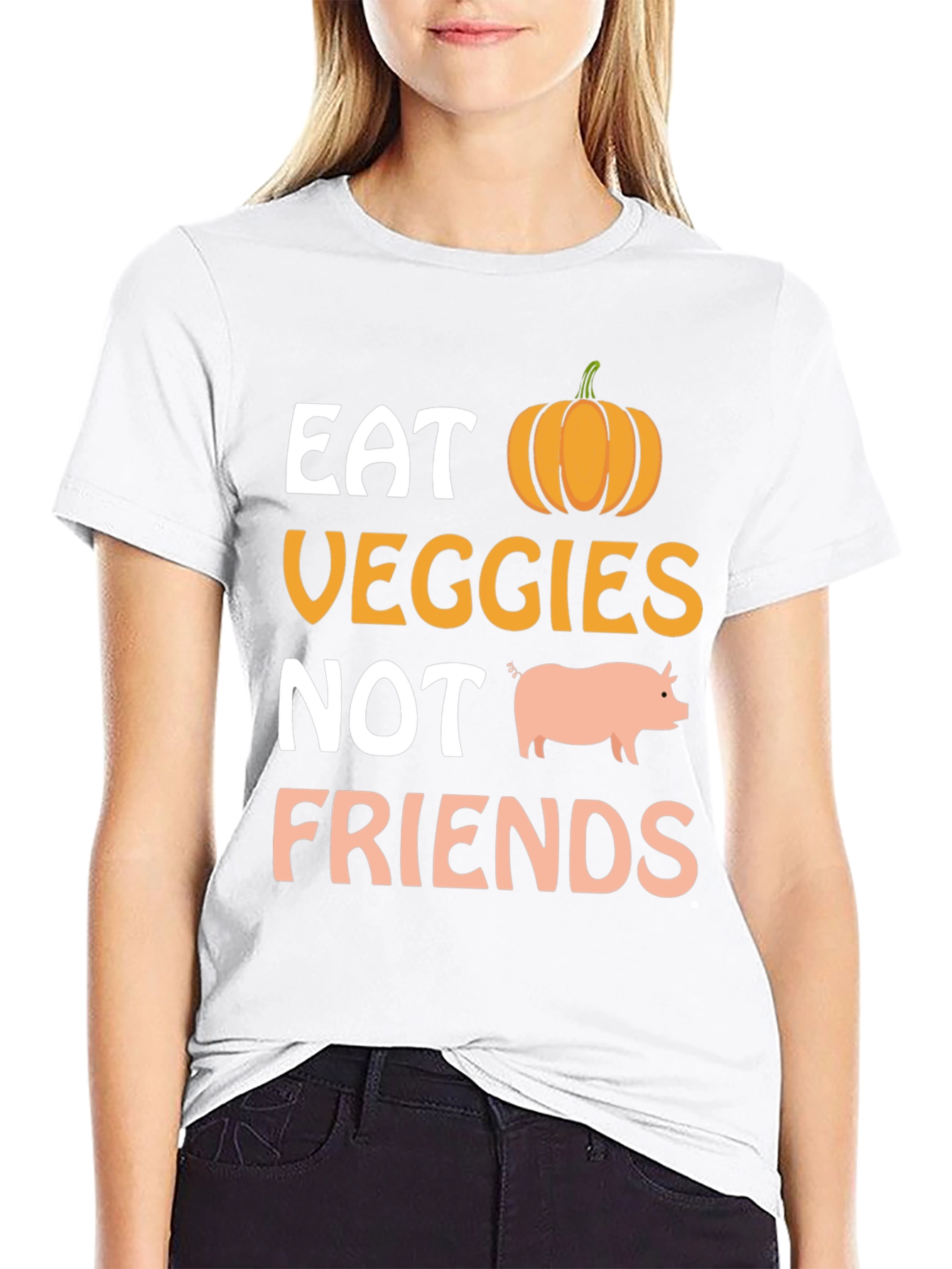 Eat Veggies Not Friends Vegan Graphic T-Shirt