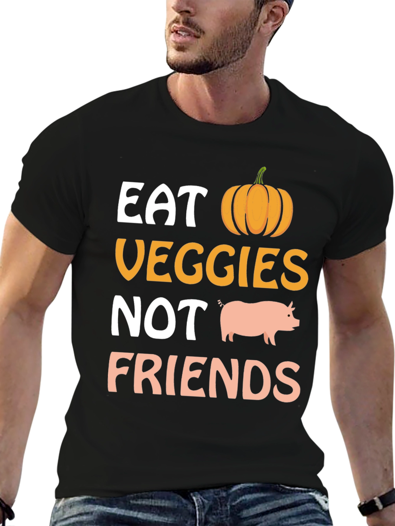 Eat Veggies Not Friends Vegan Graphic T-Shirt