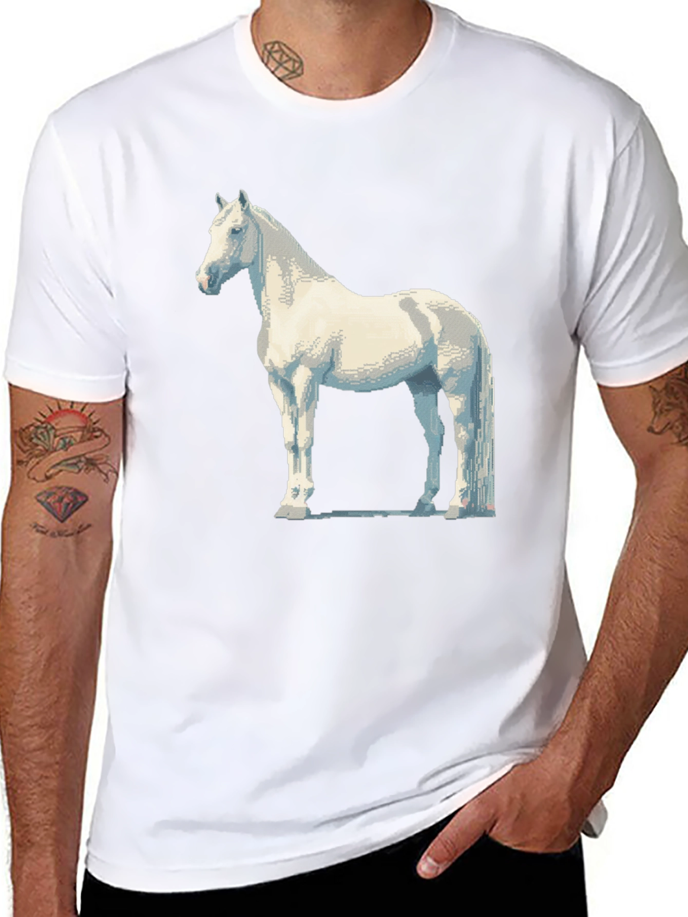 Horse Graphic T-Shirt - Cool Pixel Art Style