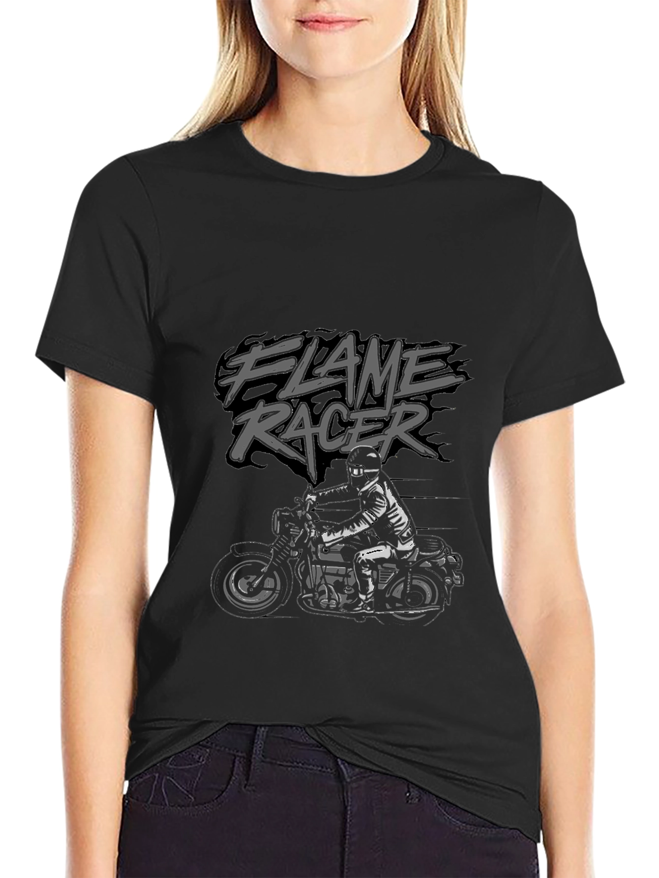 Flame Racer Black T-Shirt - Motorcycle Graphic Tee