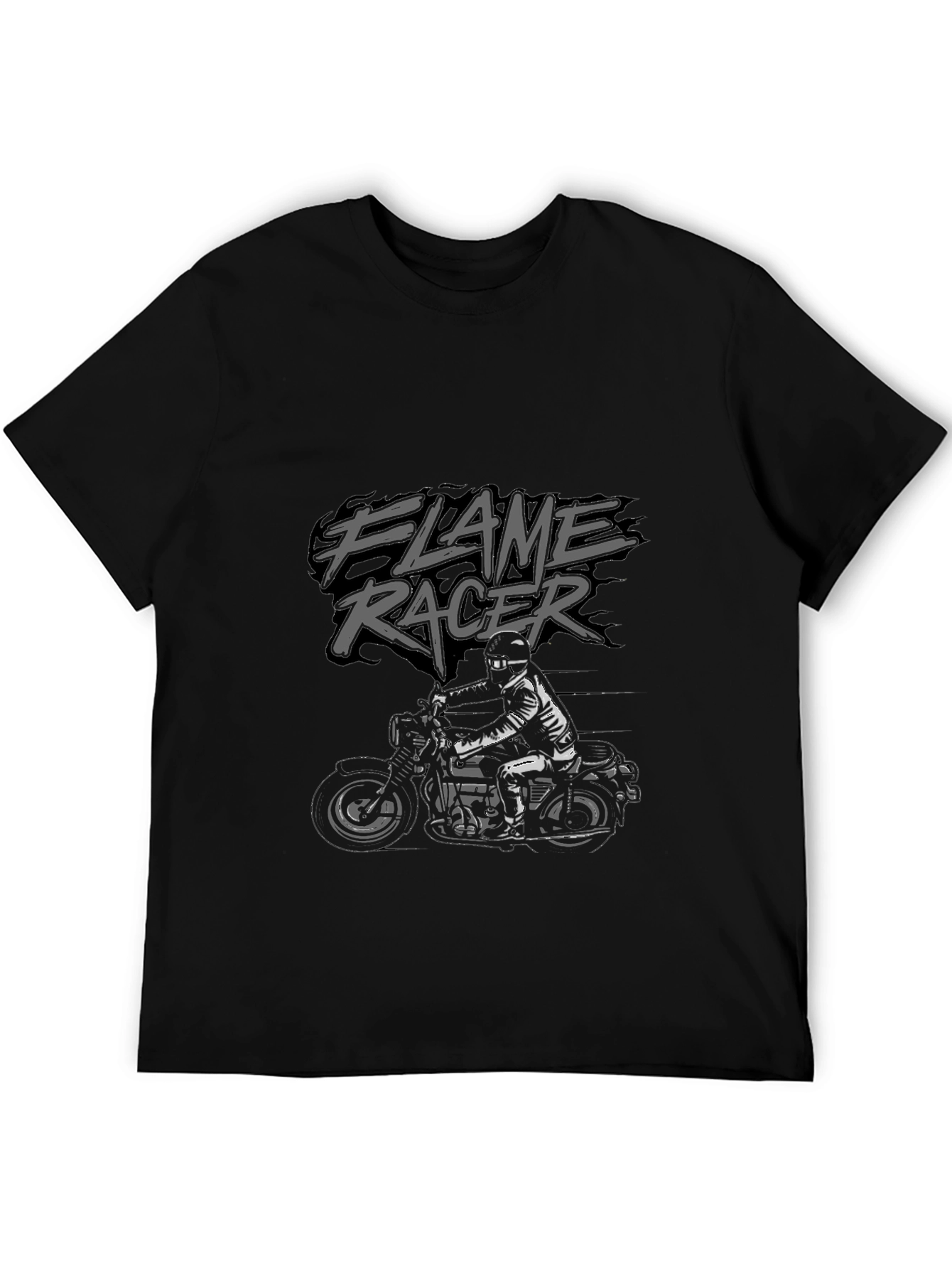 Flame Racer Black T-Shirt - Motorcycle Graphic Tee