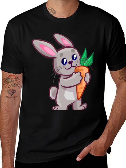 Cute Bunny & Carrot Graphic Tee - Soft Cotton Comfort