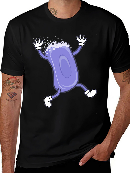 Funny Soap Cartoon Black T-Shirt