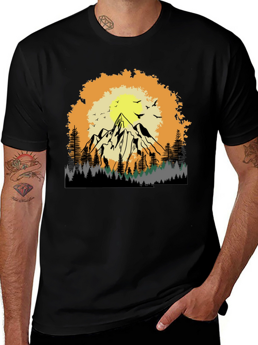 Mountain Sunset Graphic Tee - Adventure Awaits