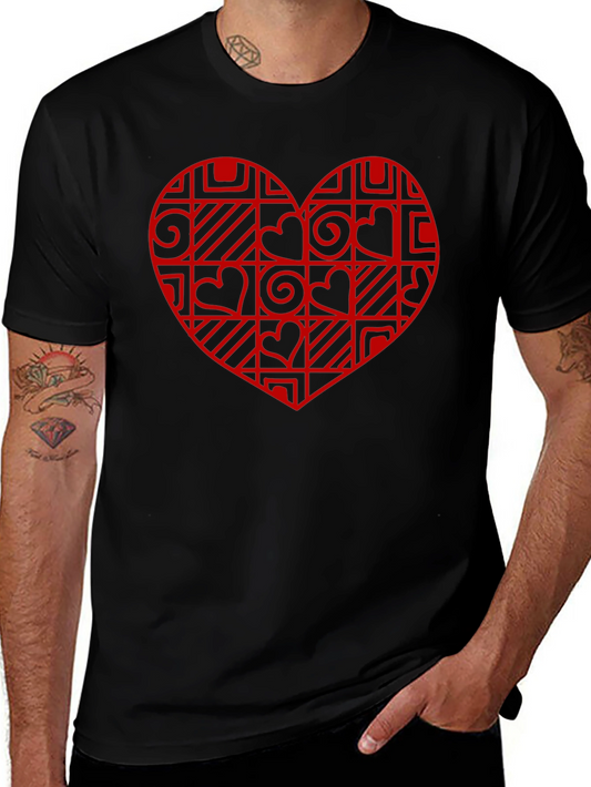 Geometric Heart Black T-Shirt