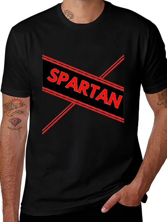 Spartan Graphic Print Black T-Shirt