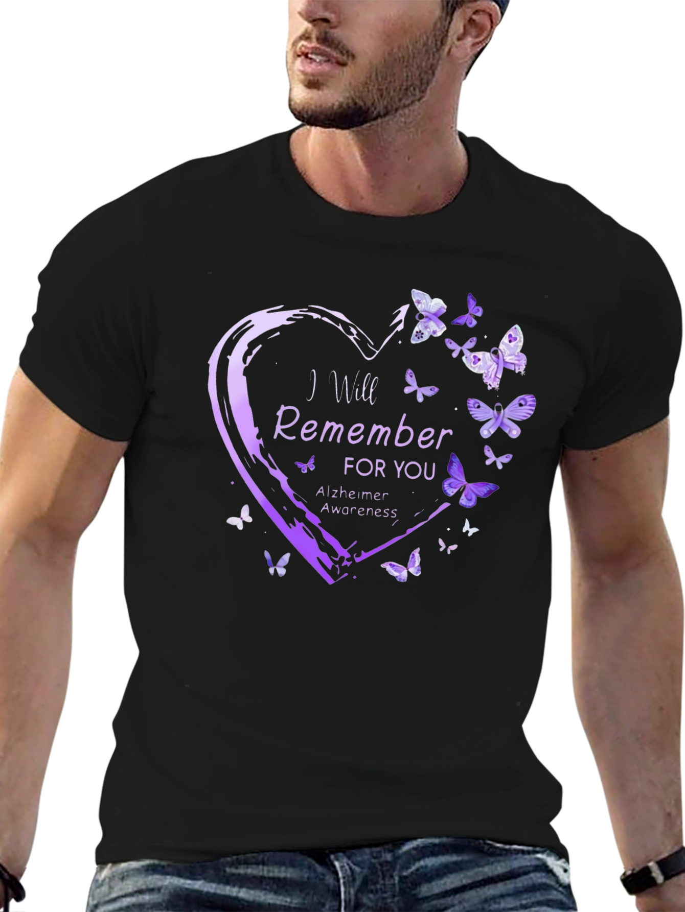 Alzheimers Awareness T-Shirt Butterfly Heart