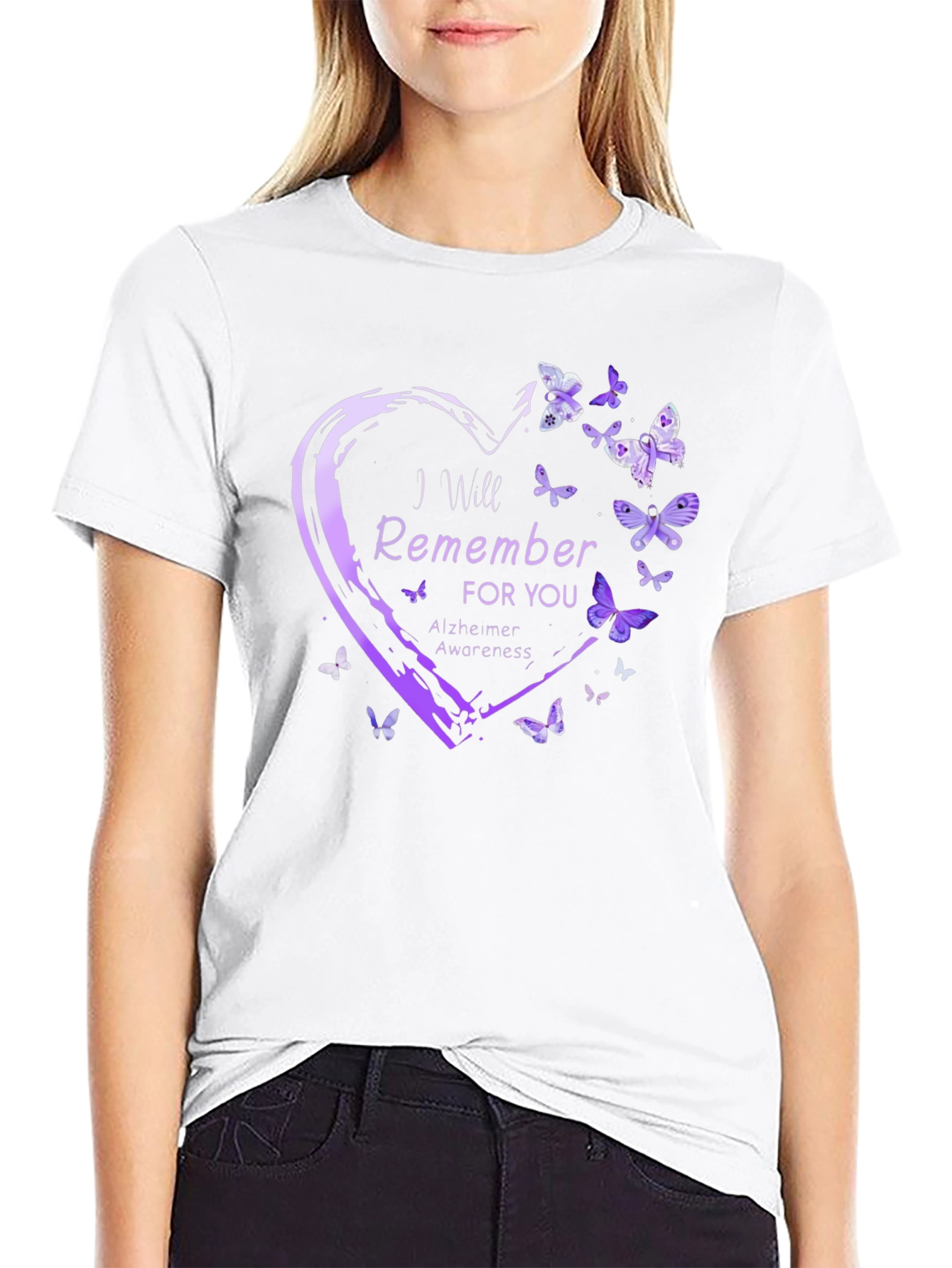 Alzheimers Awareness T-Shirt Butterfly Heart