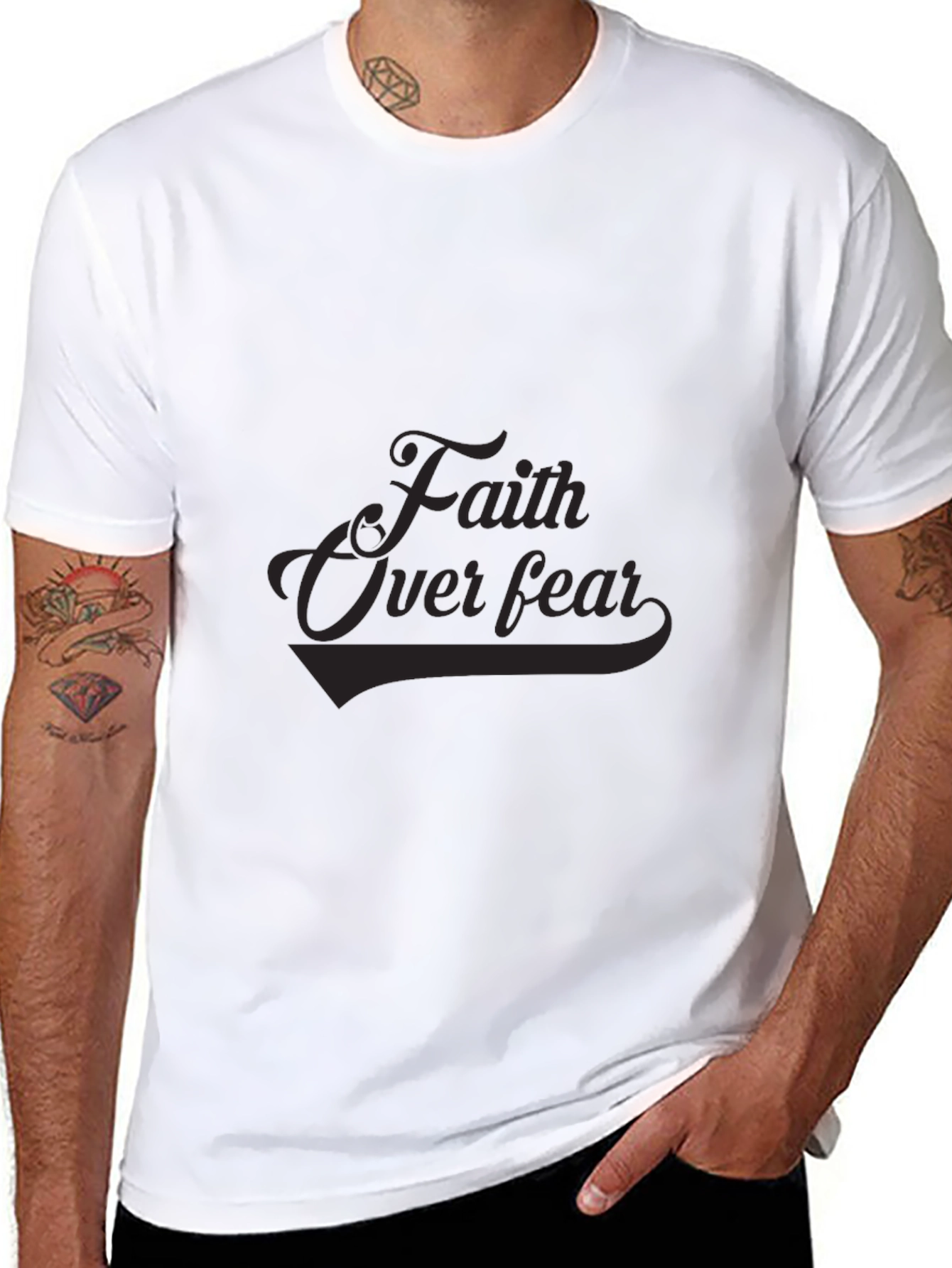 Faith Over Fear Graphic Tee - Premium Black T-Shirt