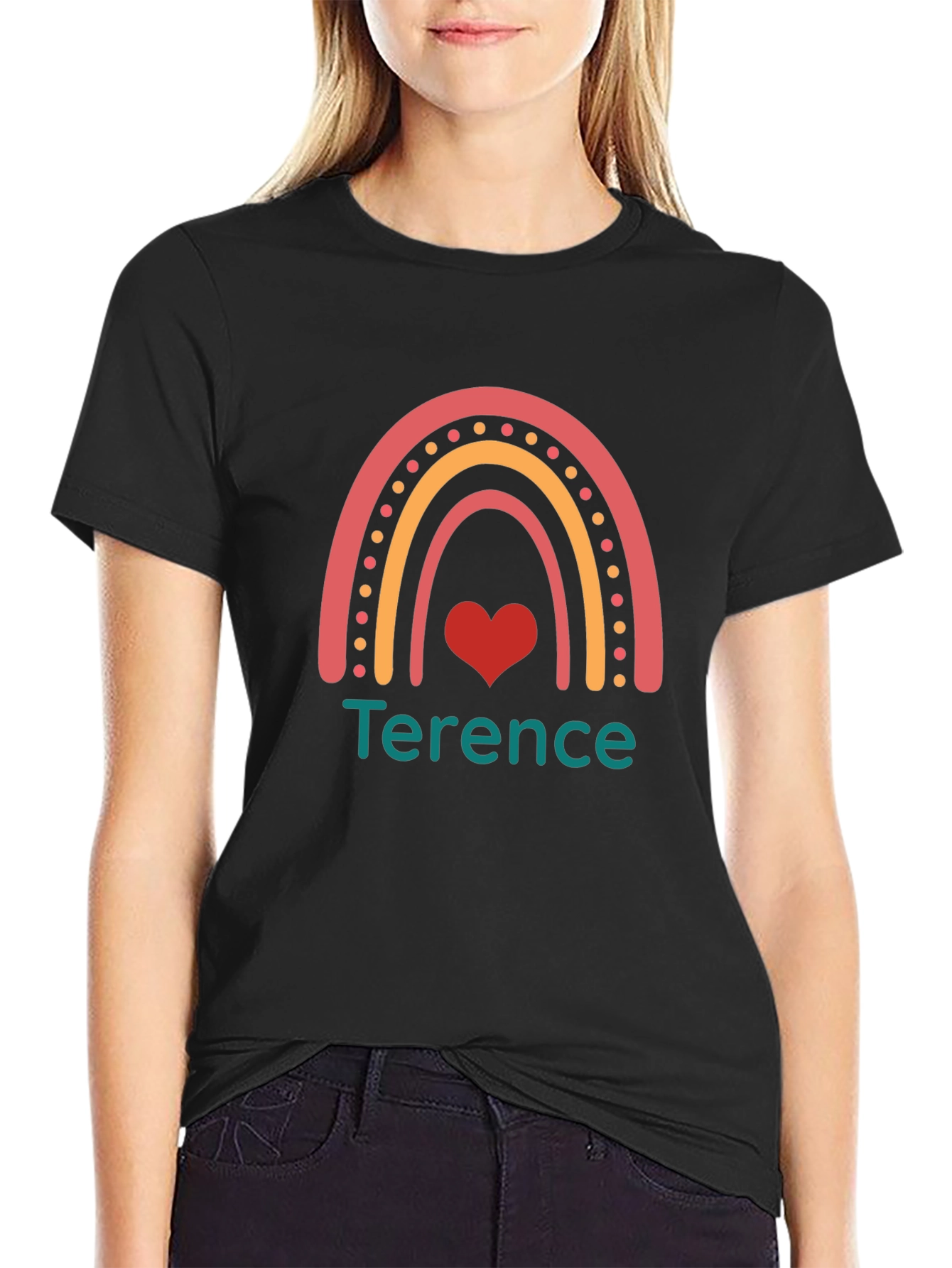Rainbow Heart Custom Name T-Shirt