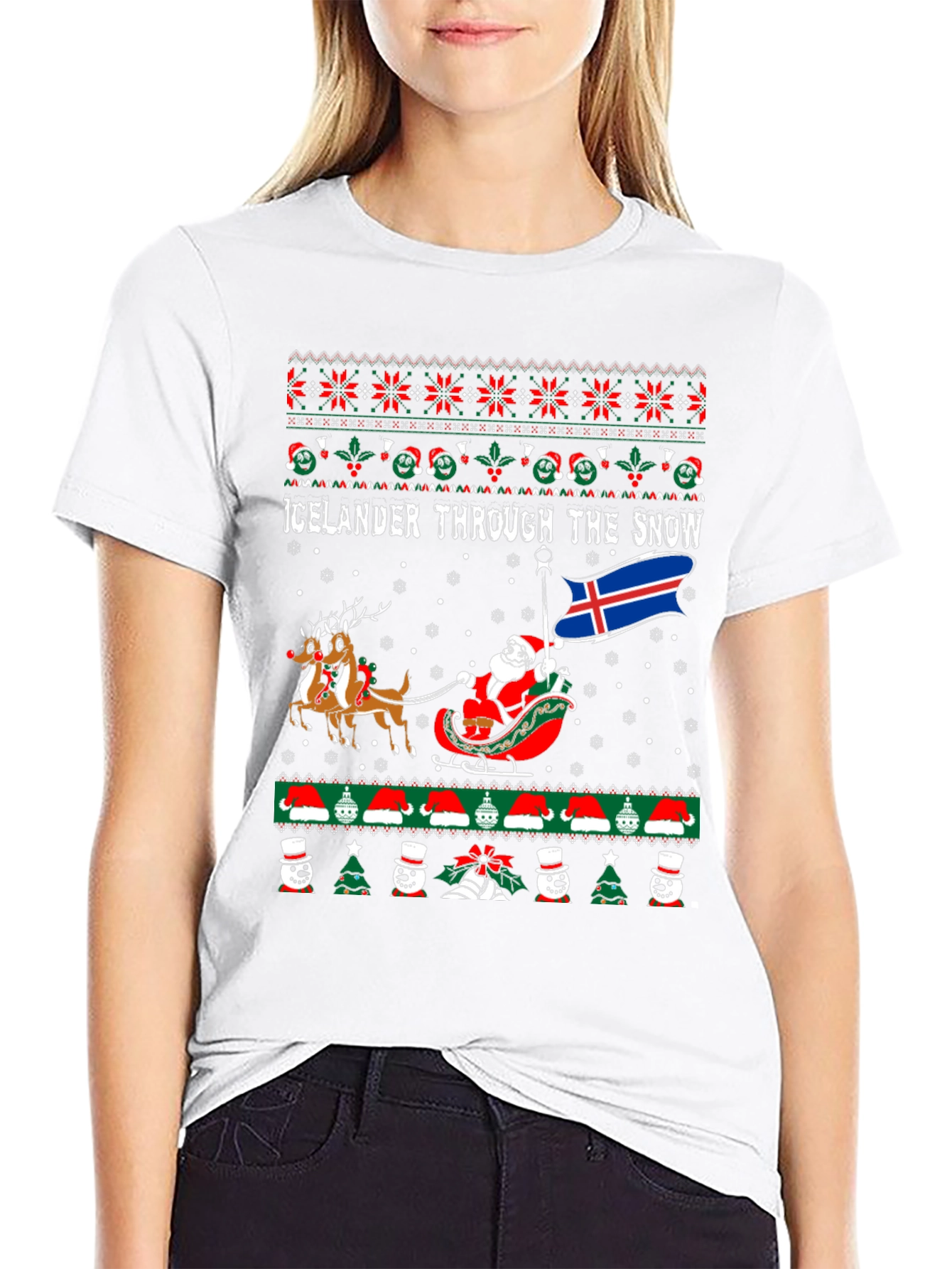 Icelander Through the Snow Christmas T-Shirt