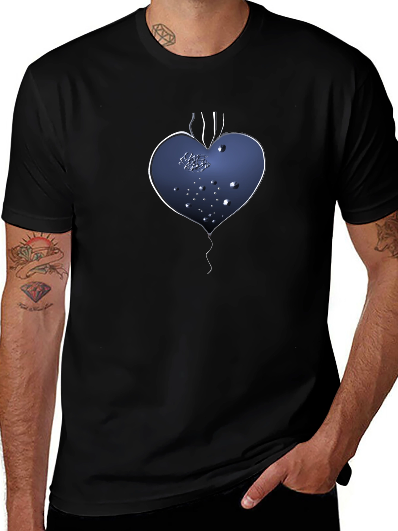 Abstract Heart Graphic Tee - Mens Black Shirt