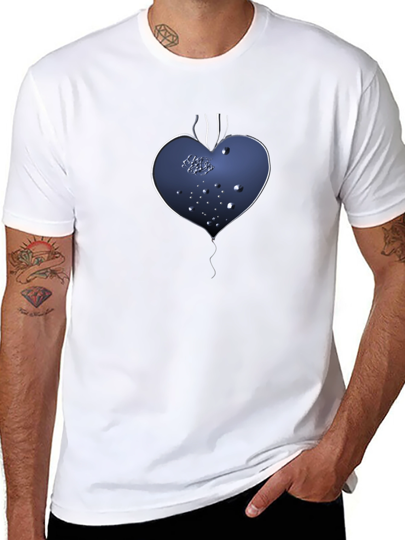 Abstract Heart Graphic Tee - Mens Black Shirt