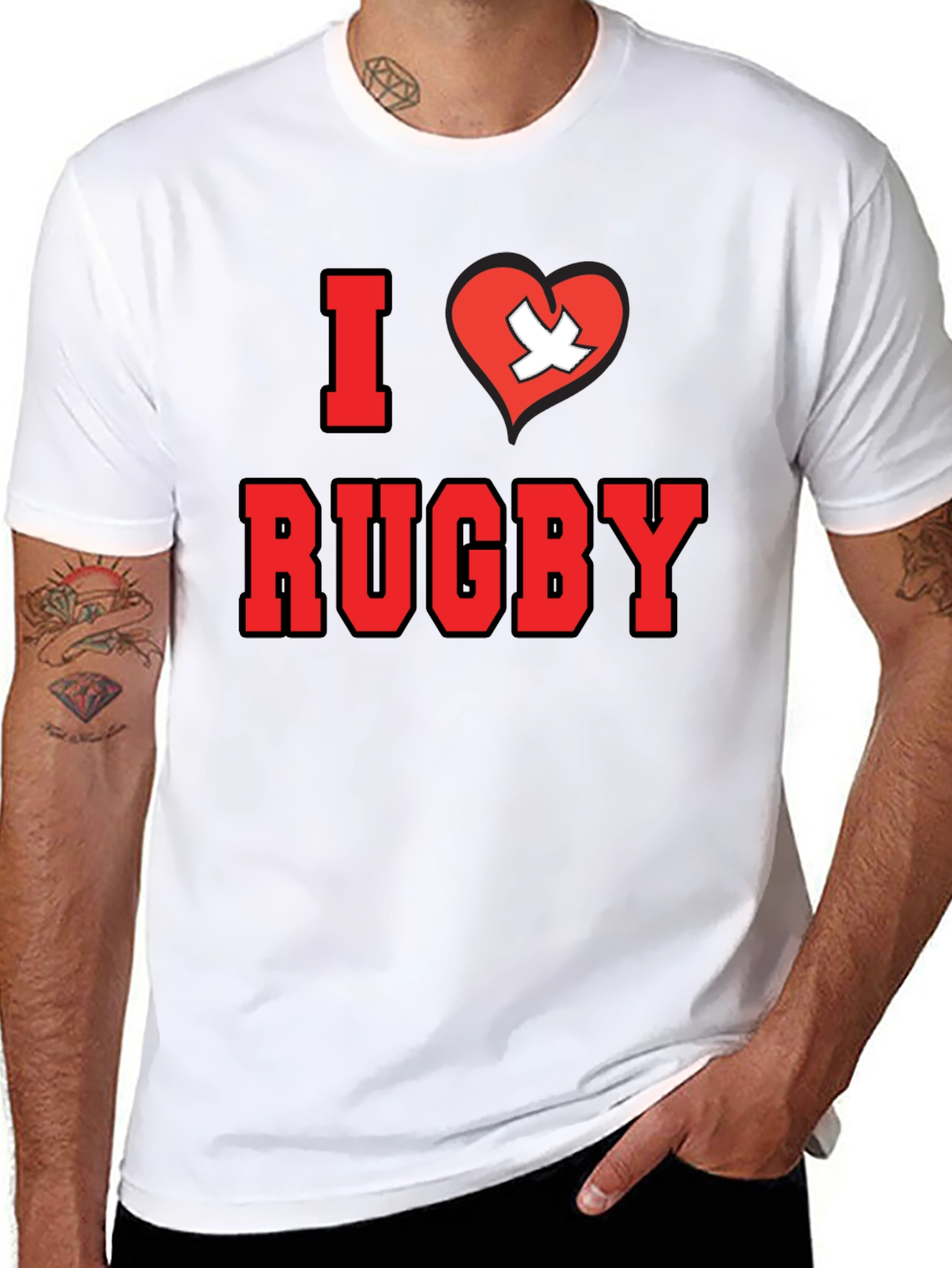 I Love Rugby T-Shirt - Black Cotton Tee