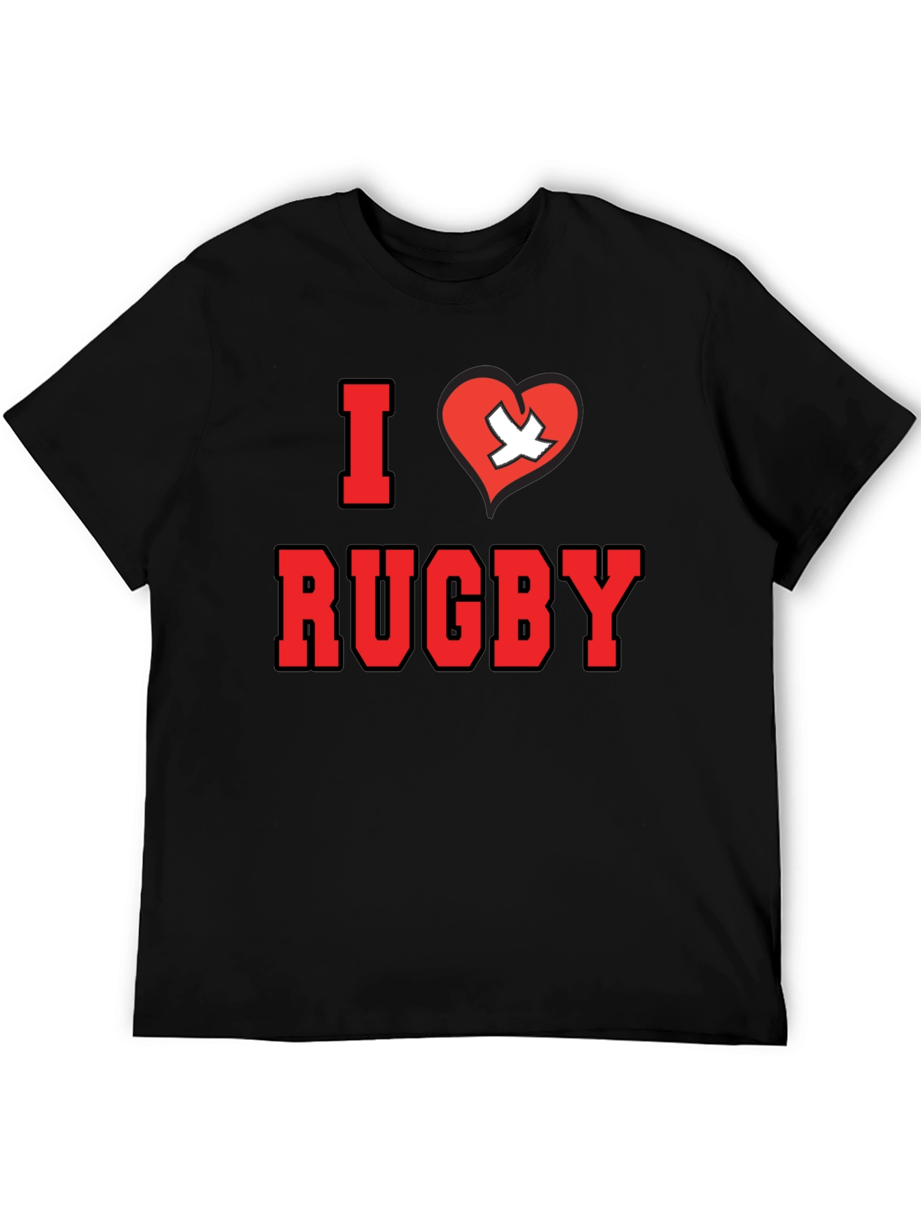 I Love Rugby T-Shirt - Black Cotton Tee