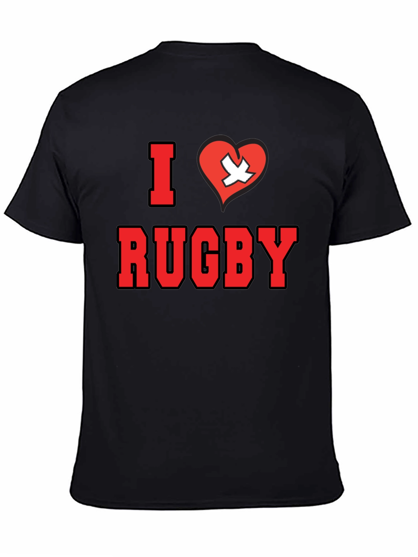 I Love Rugby T-Shirt - Black Cotton Tee