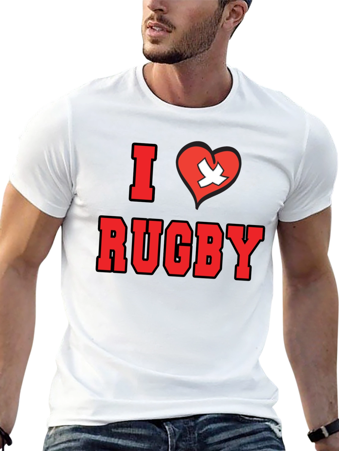 I Love Rugby T-Shirt - Black Cotton Tee