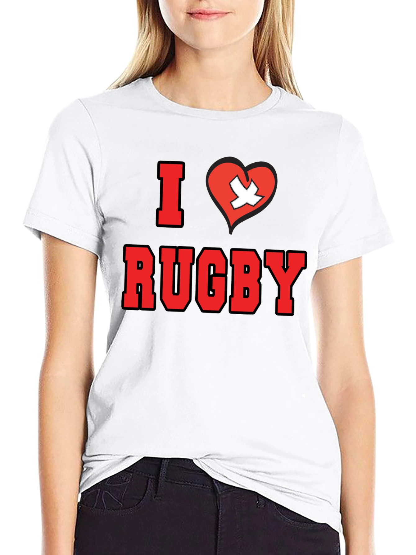 I Love Rugby T-Shirt - Black Cotton Tee