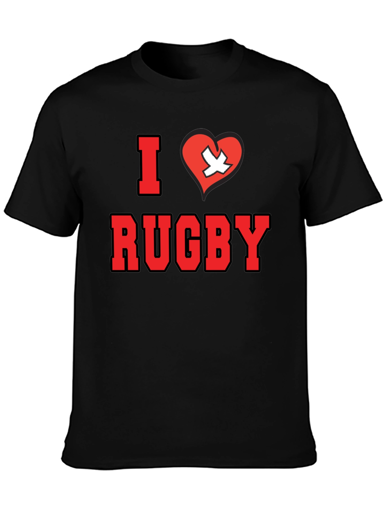 I Love Rugby T-Shirt - Black Cotton Tee