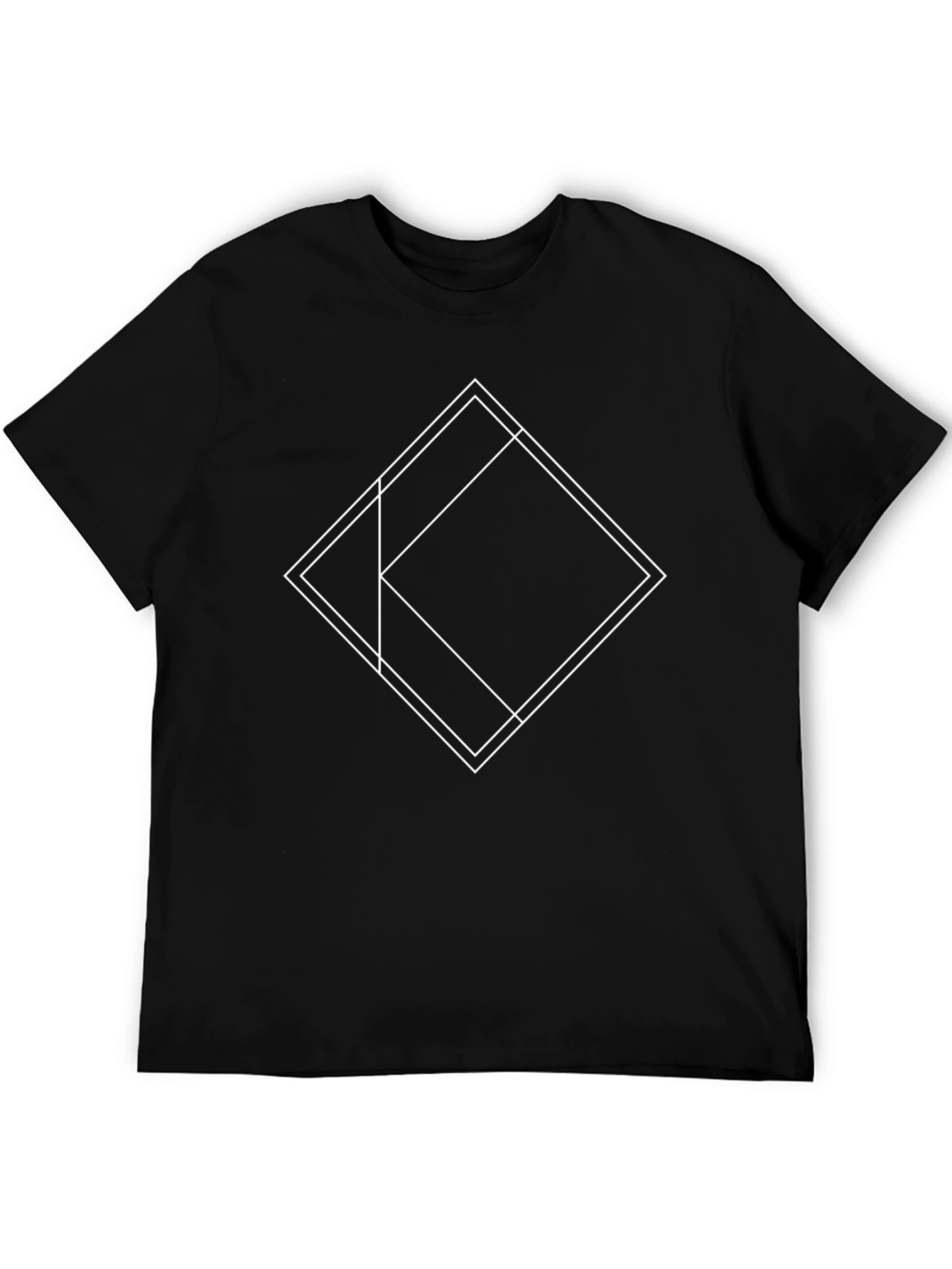 Geometric Square Design Black T-Shirt