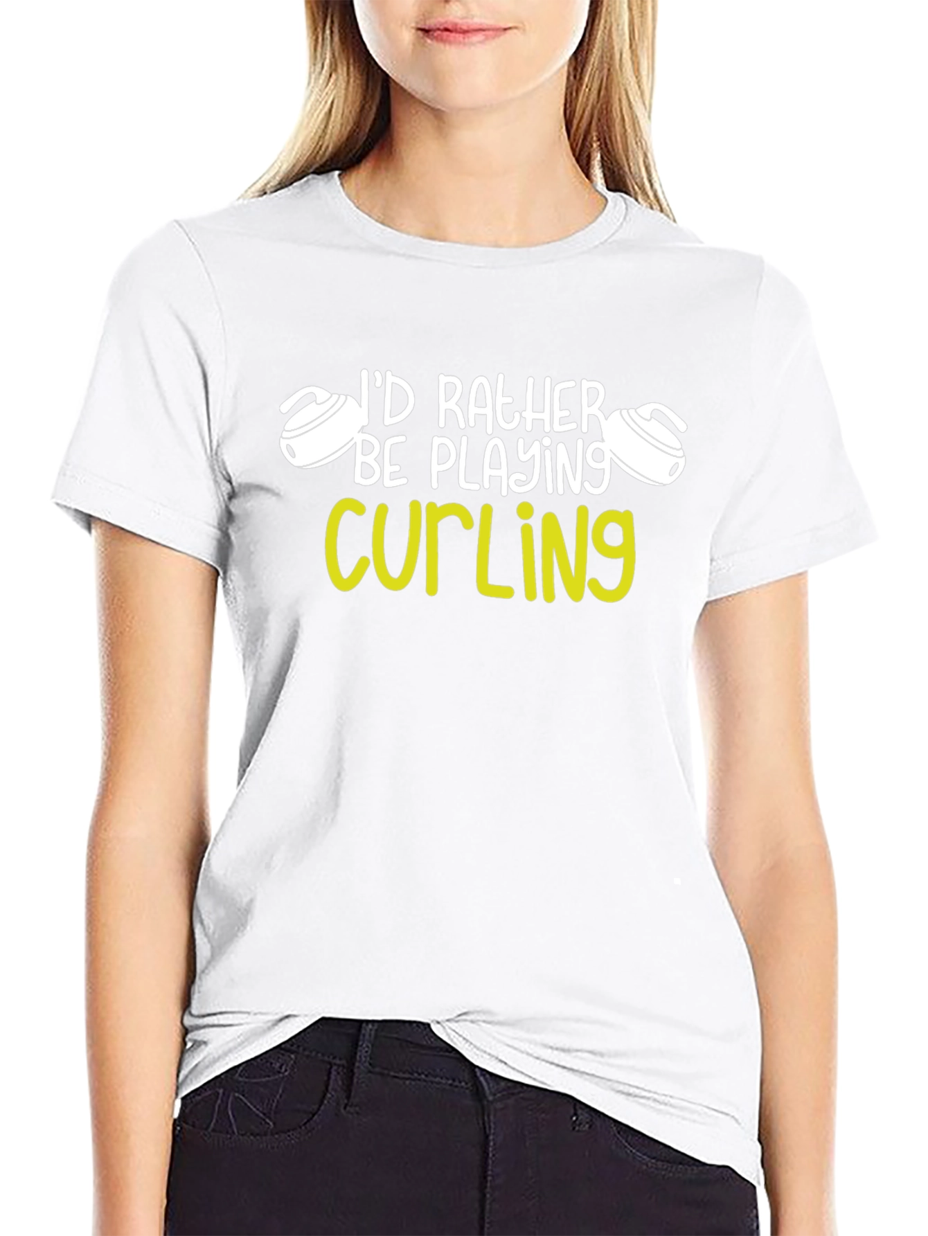 Curling Player Graphic Tee - Id Rather Be Curling