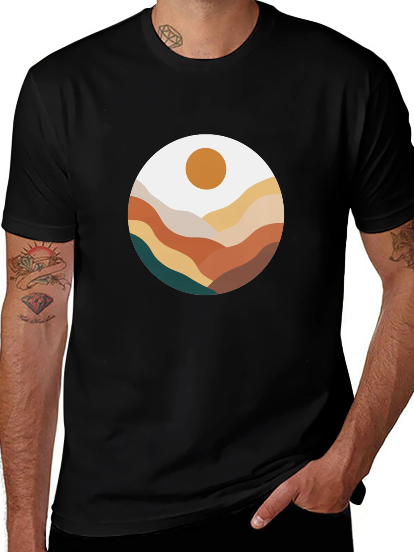 Abstract Mountain Scene Graphic Tee