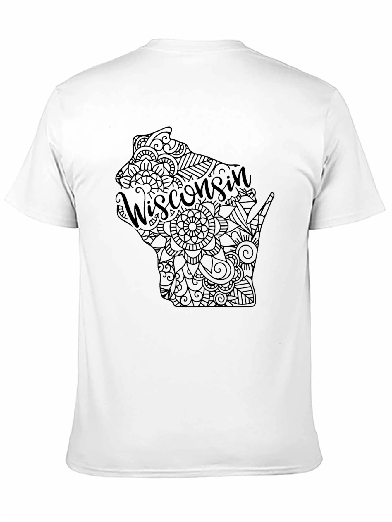 Wisconsin State Mandala Design Black T-Shirt