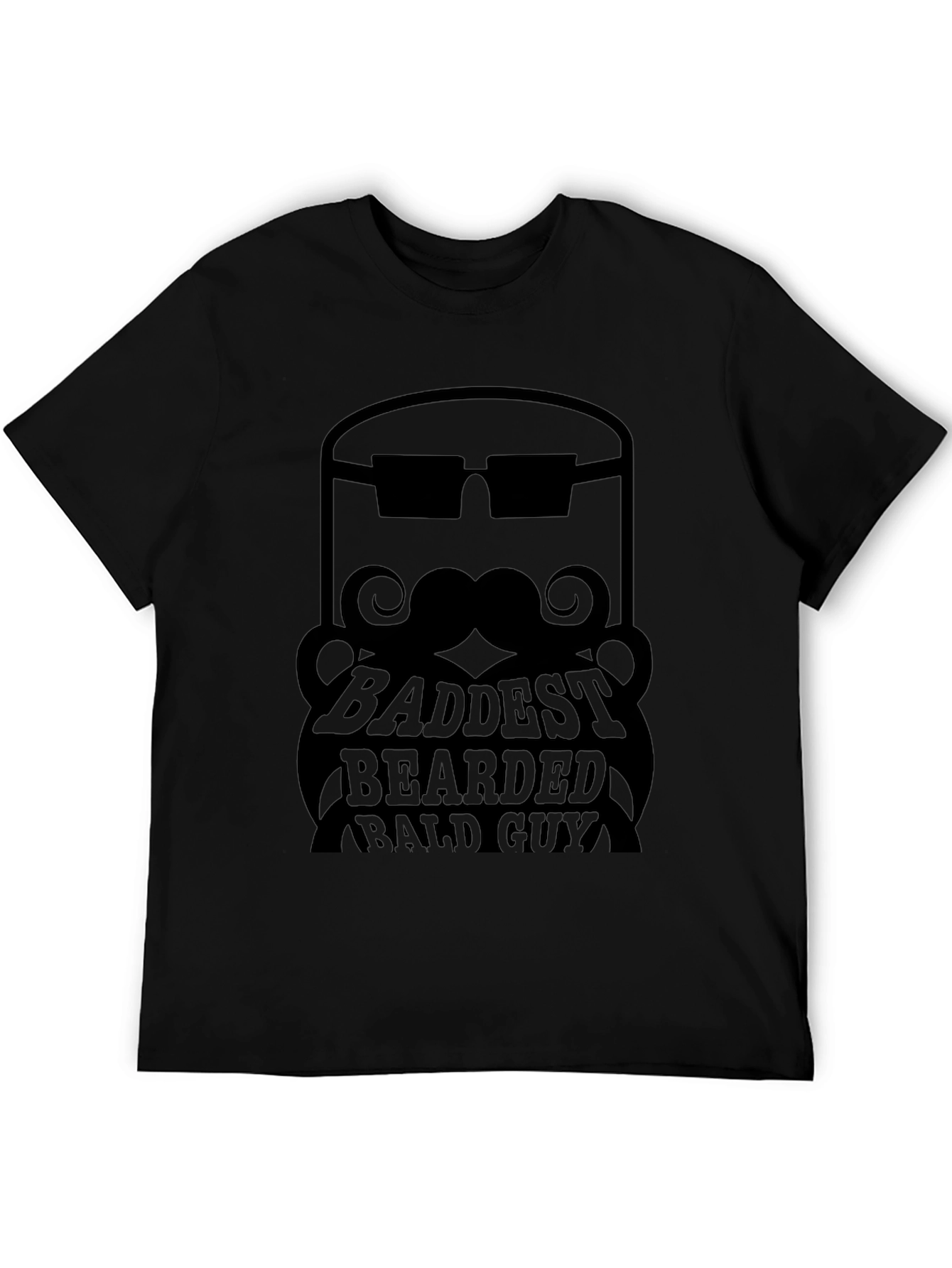 Baddest Bearded Bald Guy Black Graphic Tee