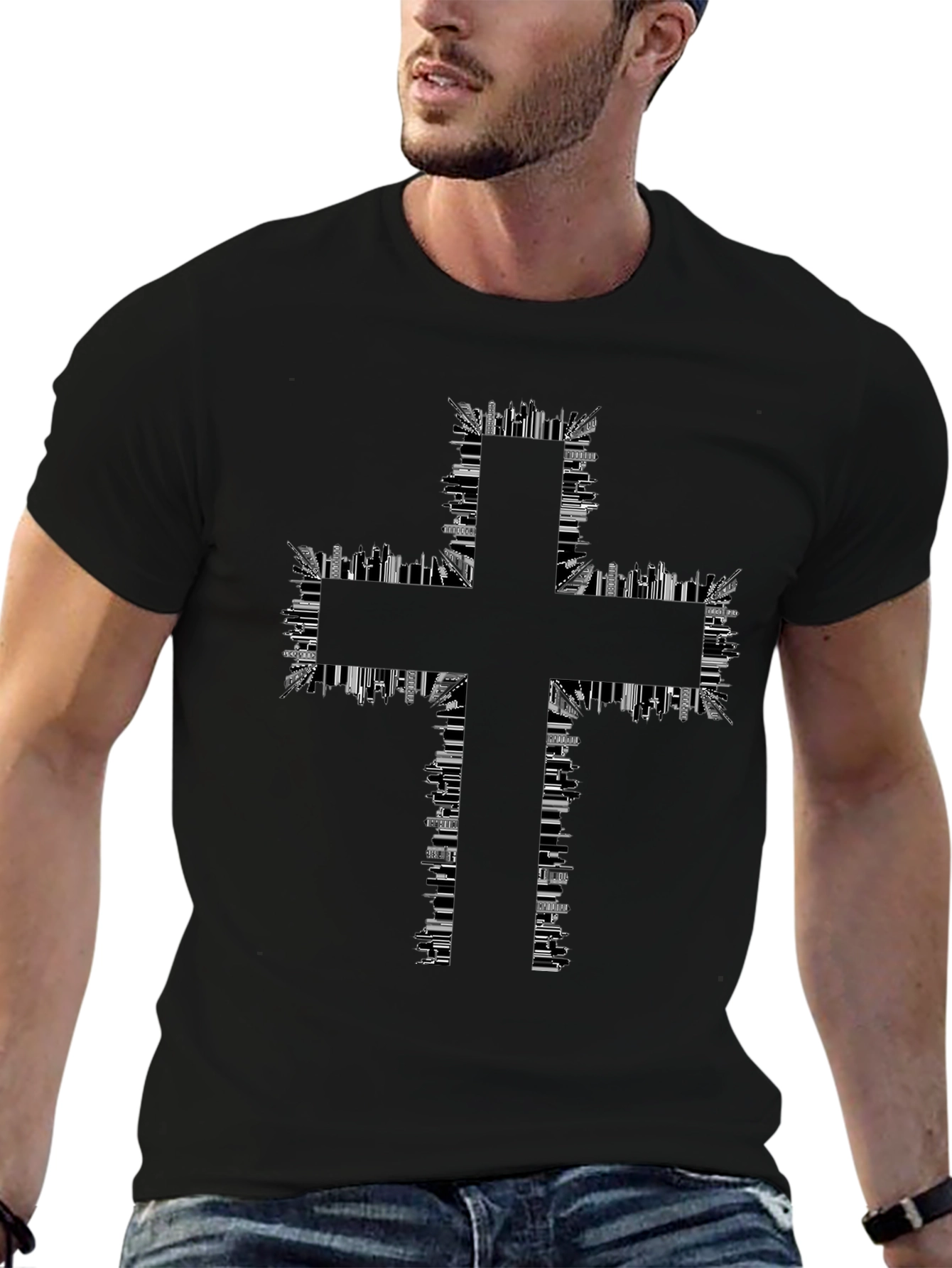 Urban Cross T-Shirt - Cityscape Design