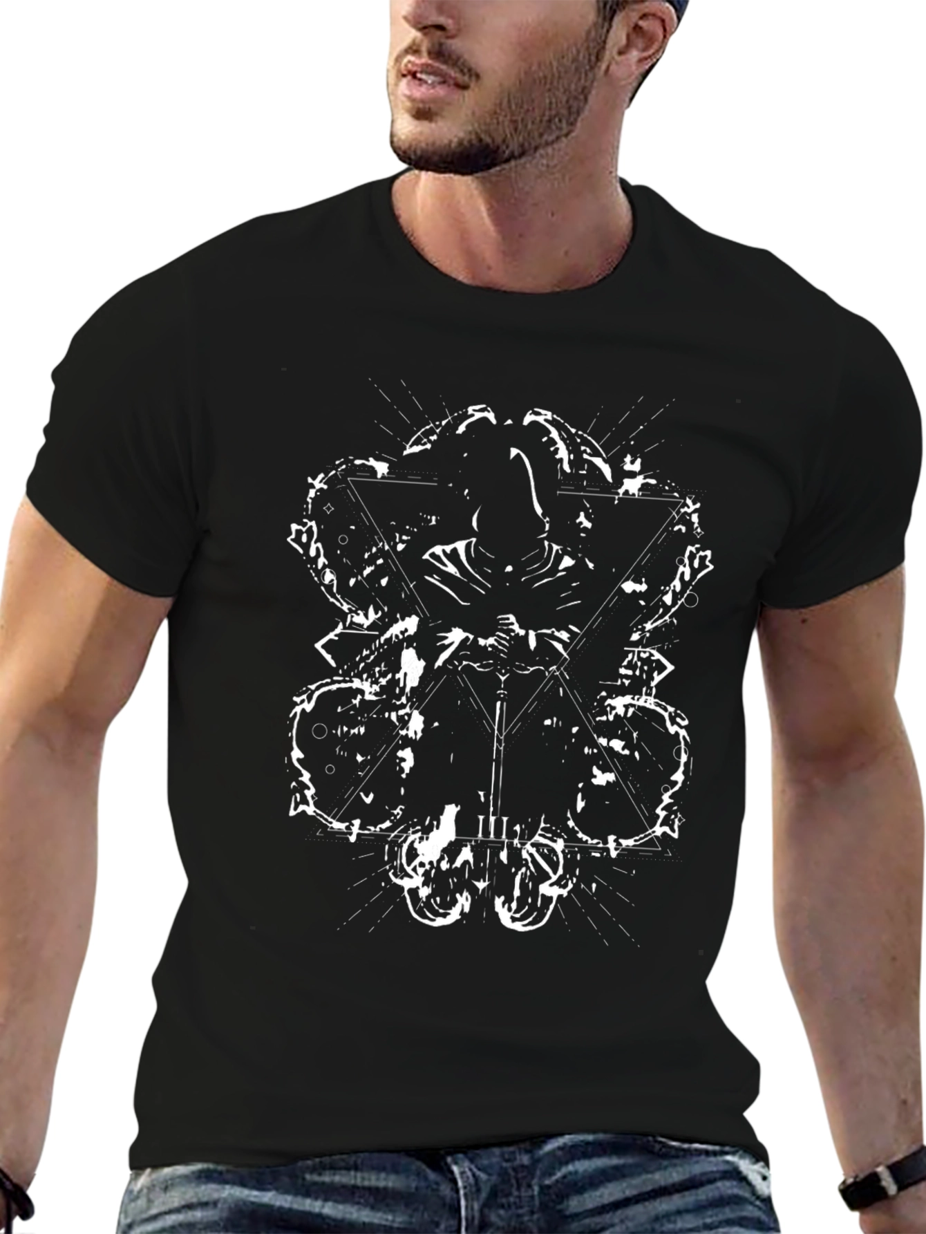 Mystic Warrior Graphic Tee - Black Cotton T-Shirt