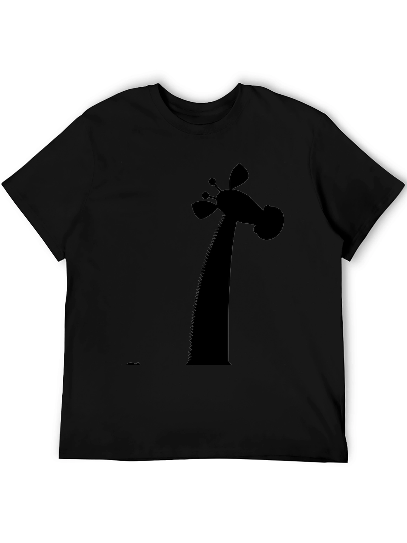 Giraffe Silhouette Graphic Tee - Black Cotton Blend