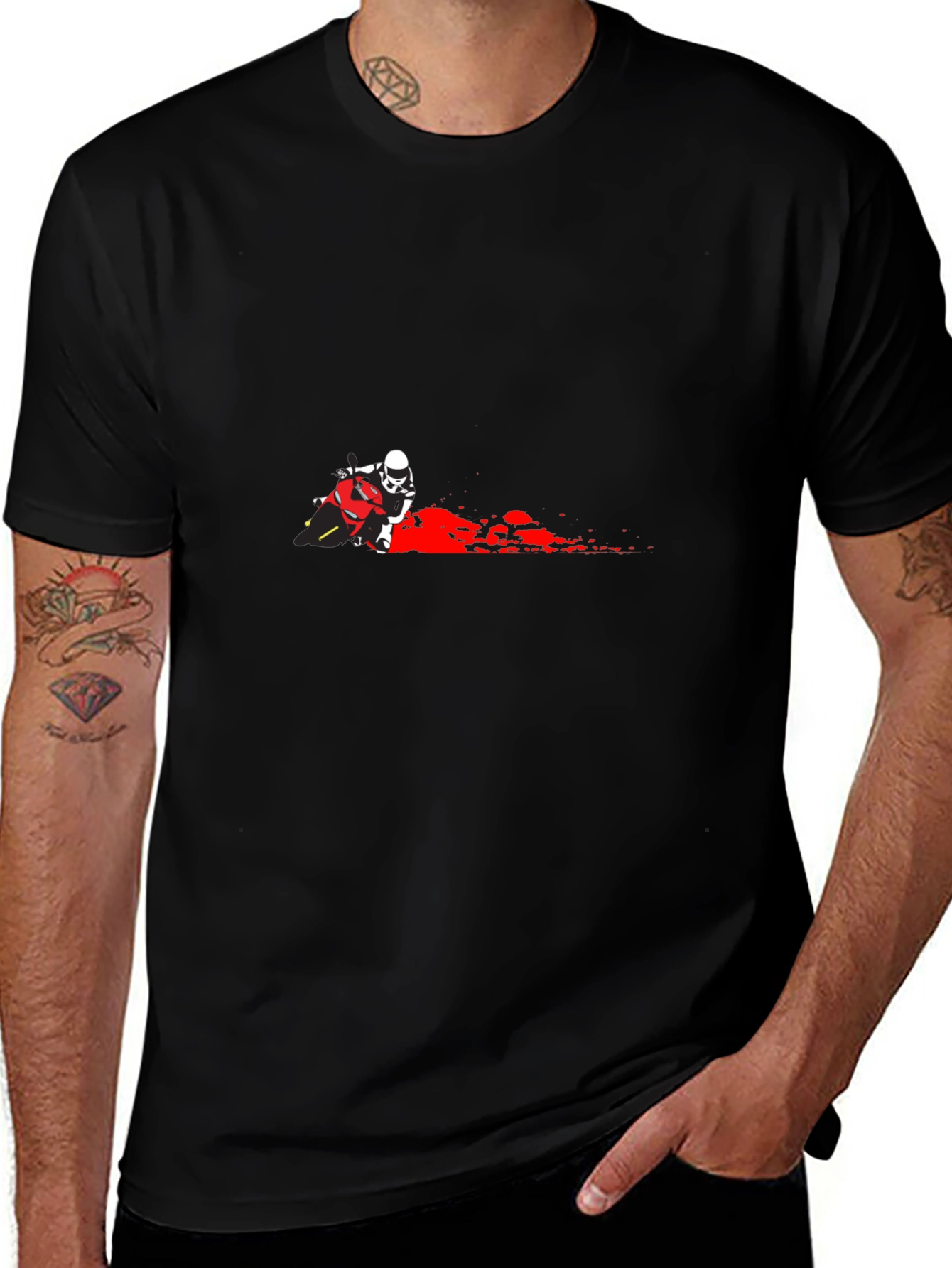 Motorcycle Rider Graphic T-Shirt - Black