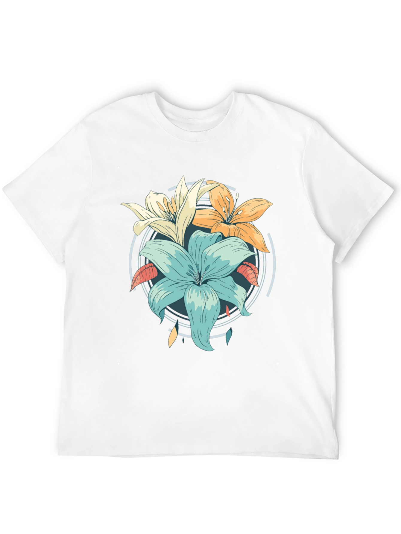 Floral Graphic Print Black T-Shirt