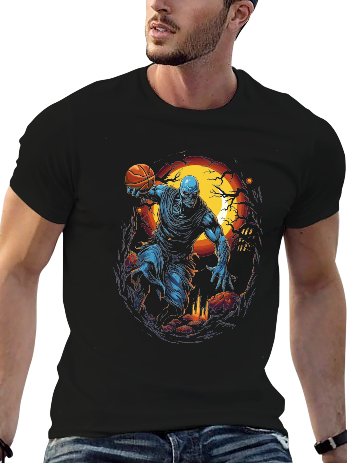 Spooky Zombie Basketball T-Shirt