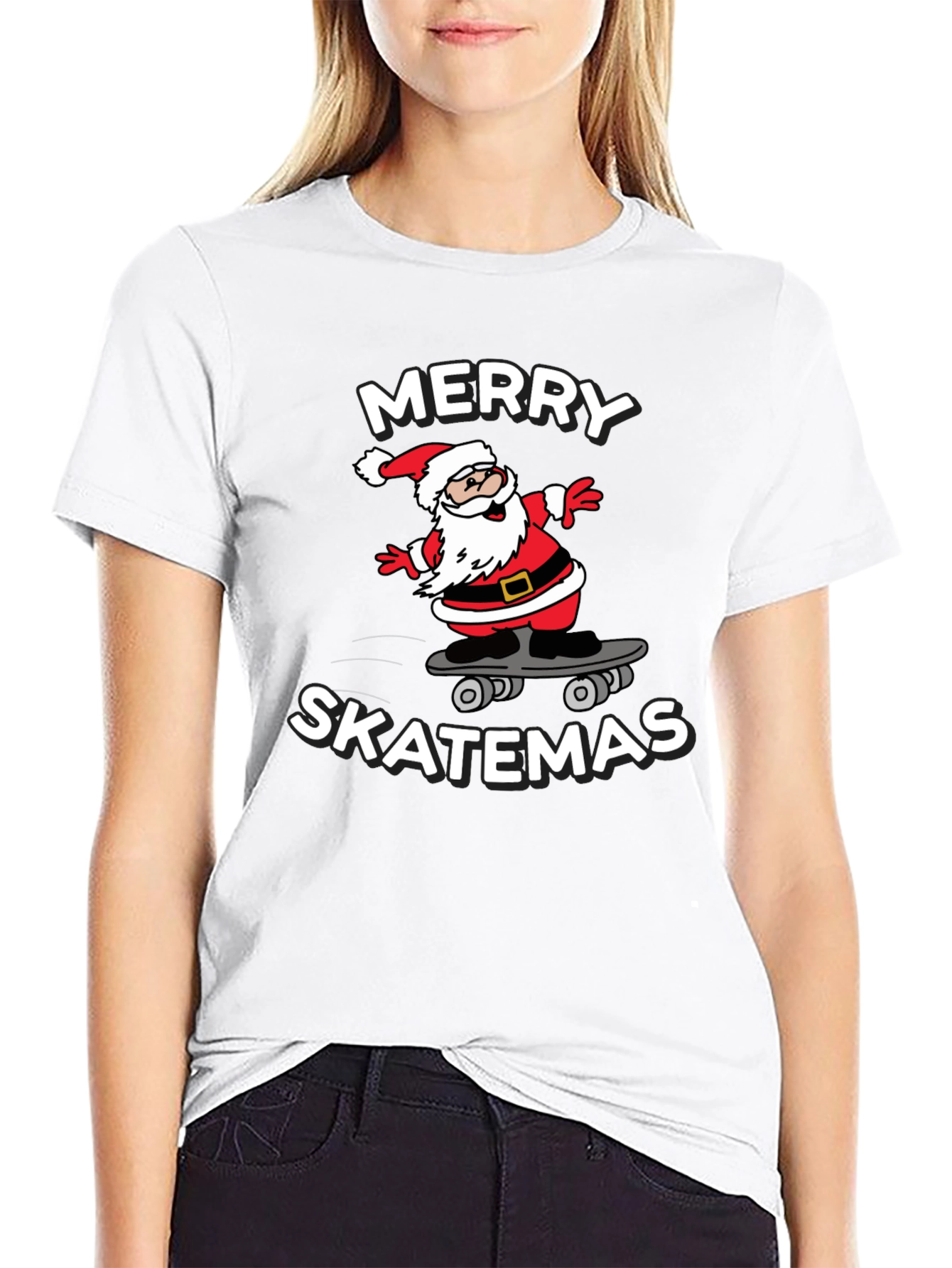Merry Skatemas T-Shirt - Santa Skateboard Tee