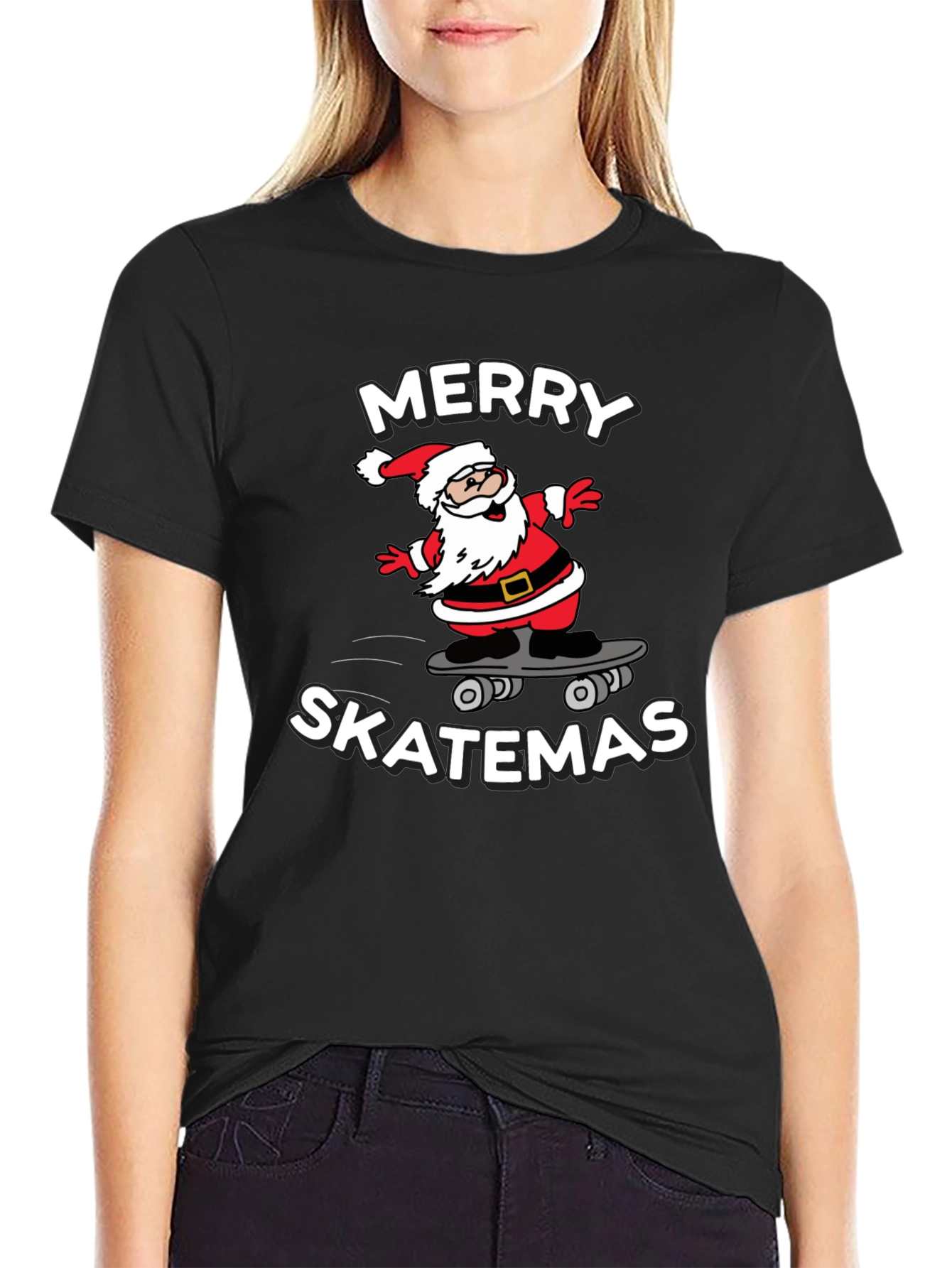 Merry Skatemas T-Shirt - Santa Skateboard Tee