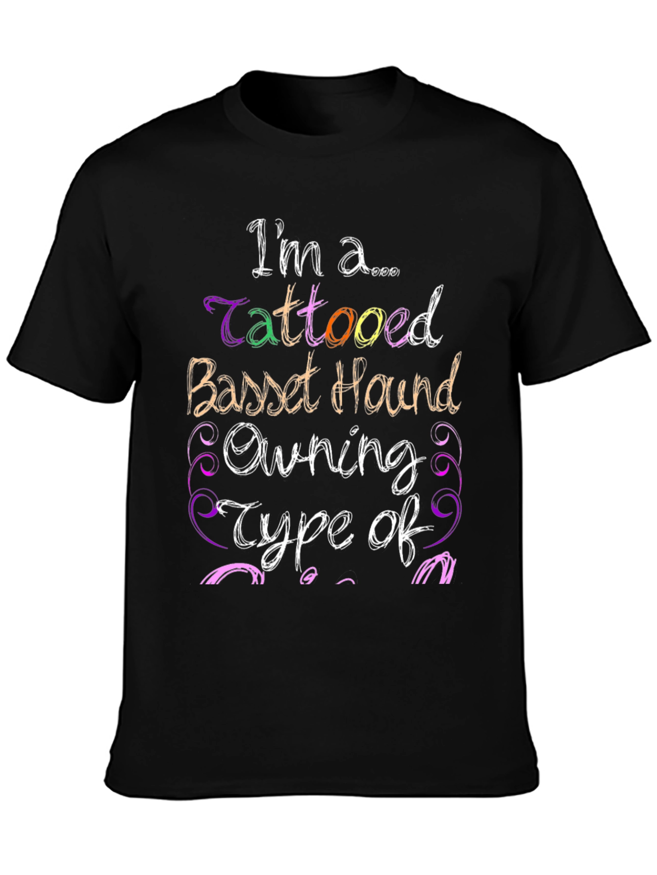 Tattooed Basset Hound Owner Black Graphic Tee