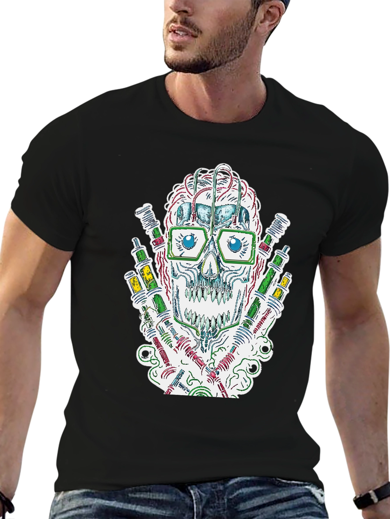 Skull & Test Tube T-Shirt - Science Style