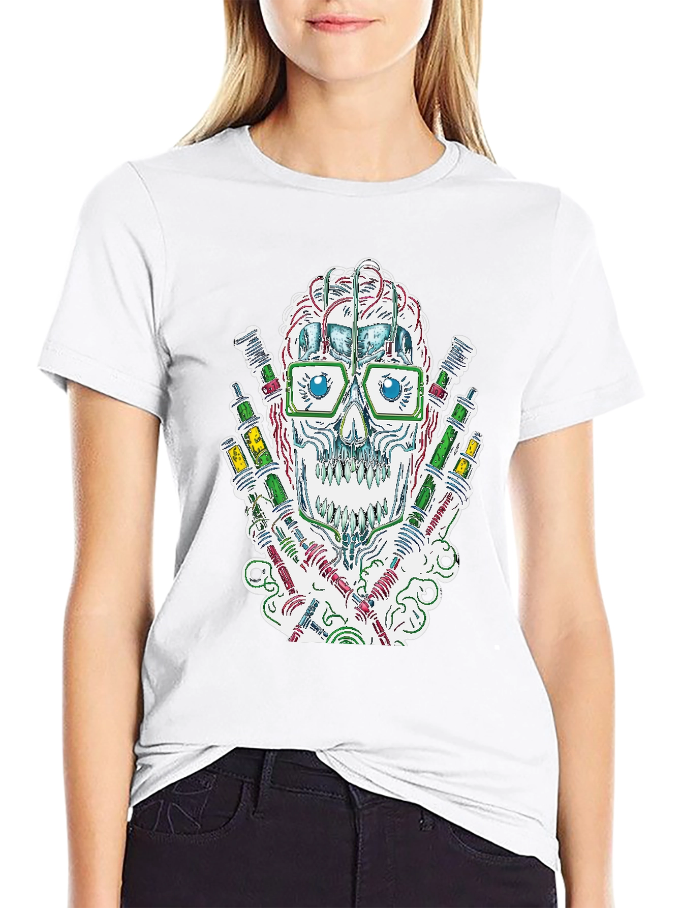 Skull & Test Tube T-Shirt - Science Style
