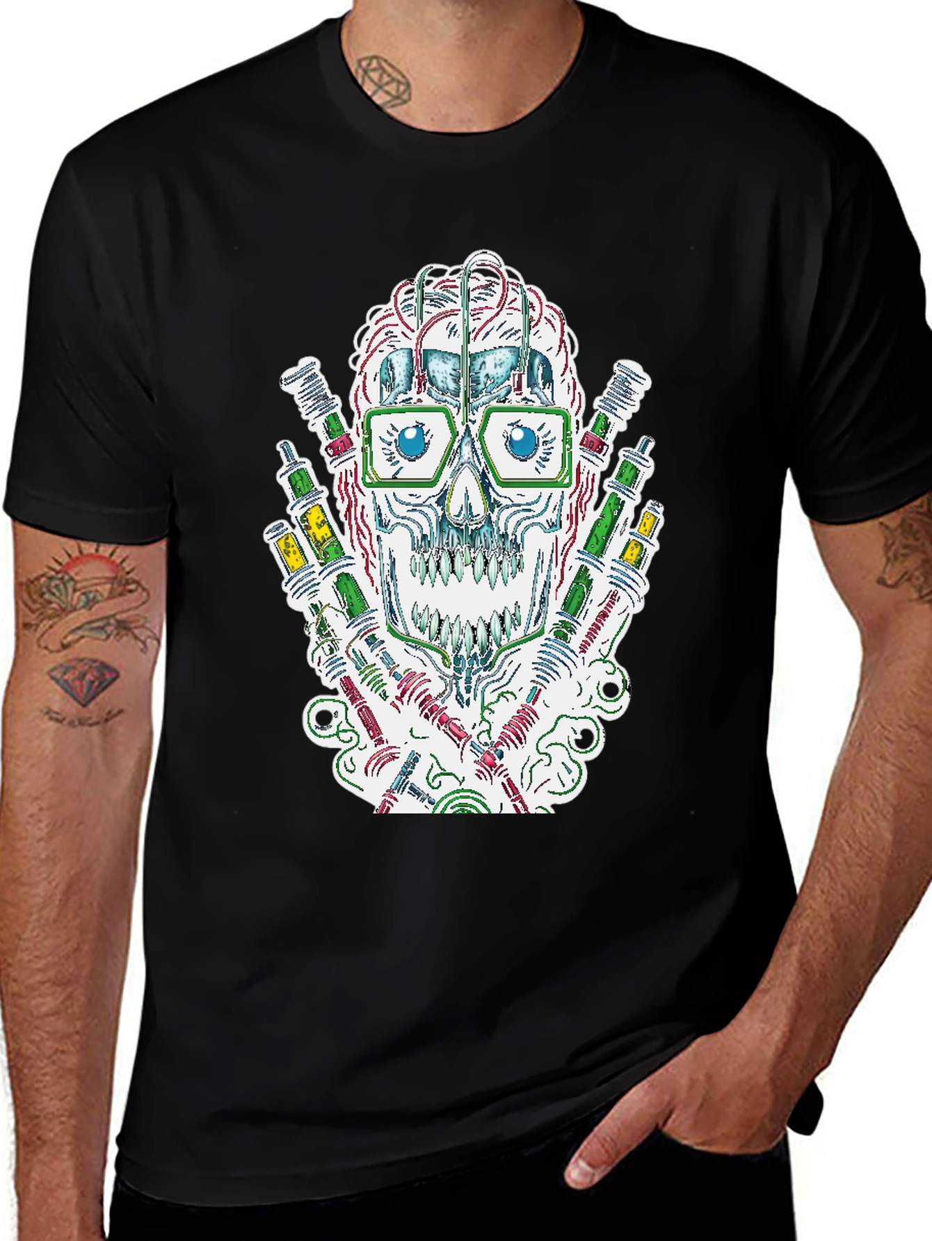 Skull & Test Tube T-Shirt - Science Style