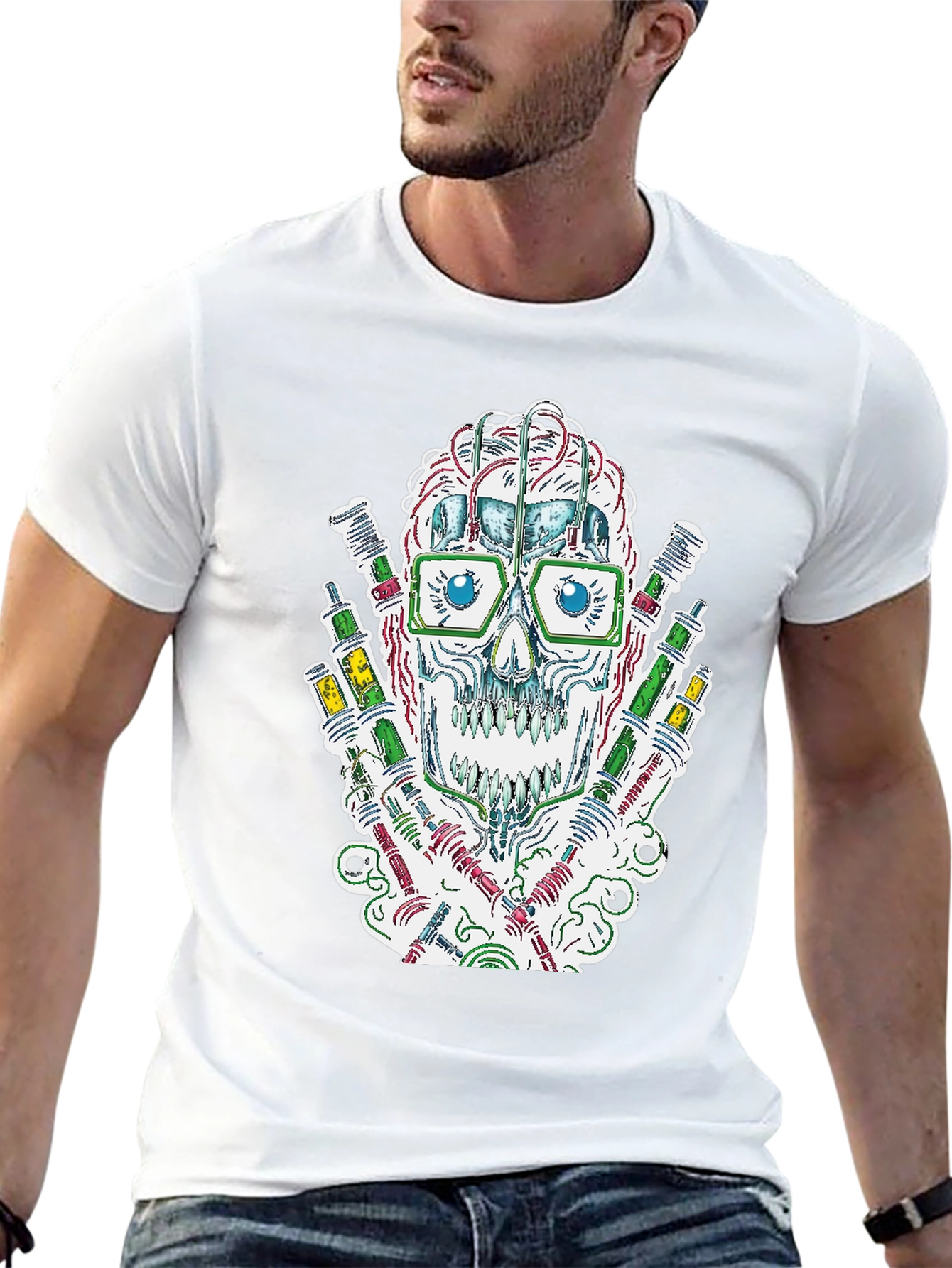 Skull & Test Tube T-Shirt - Science Style