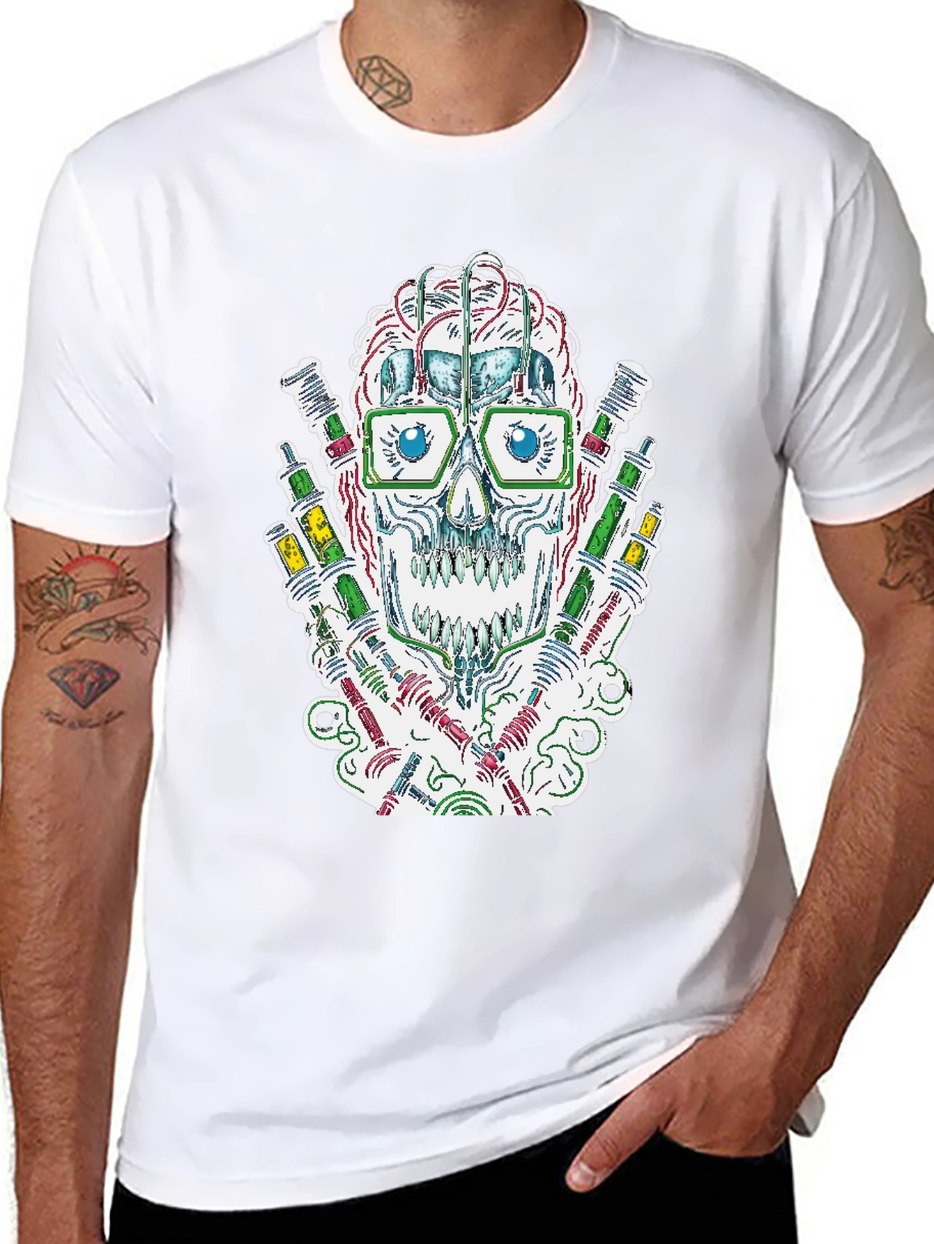 Skull & Test Tube T-Shirt - Science Style
