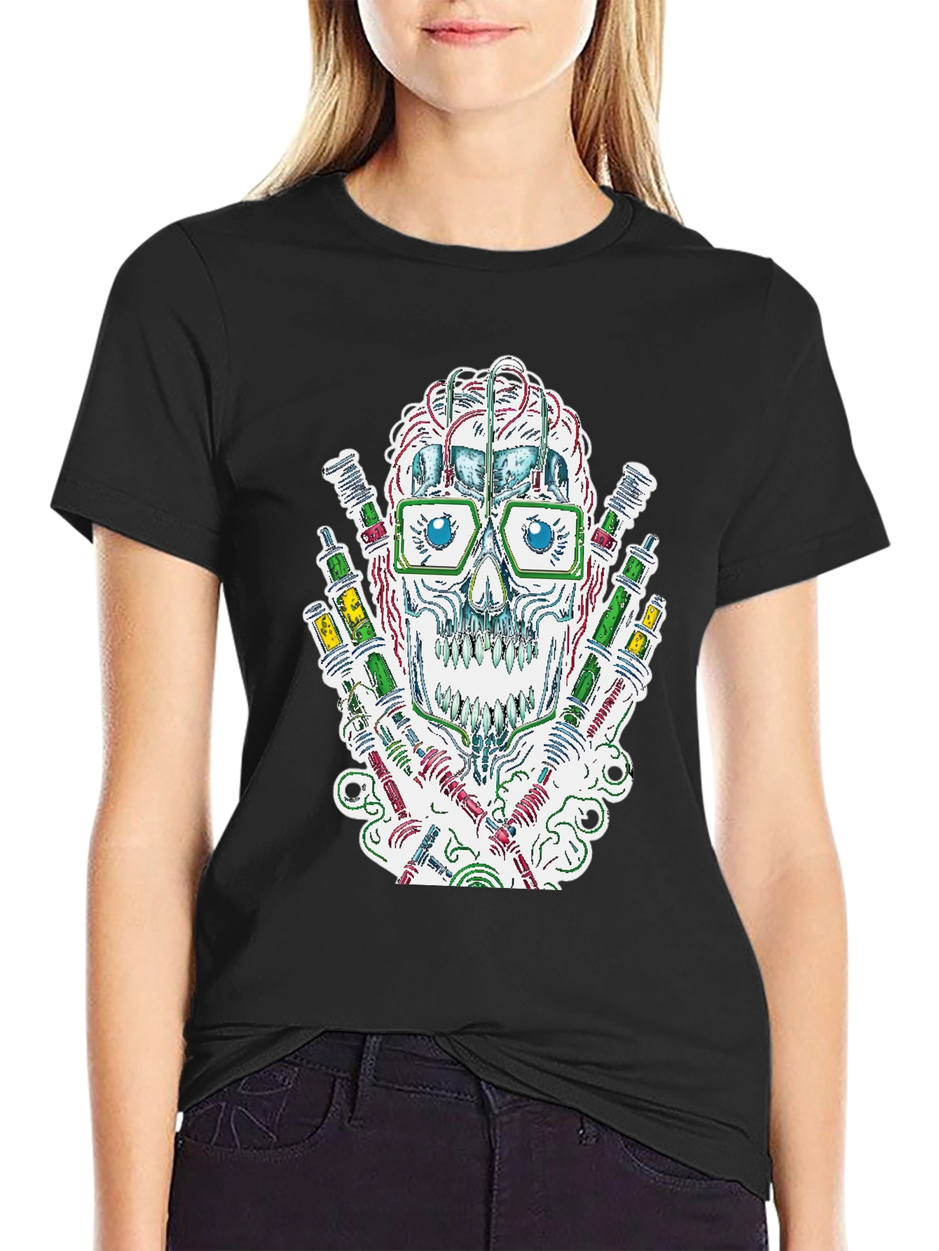 Skull & Test Tube T-Shirt - Science Style